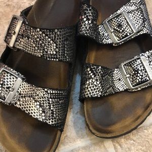 metallic python snakeskin birkenstocks size 39